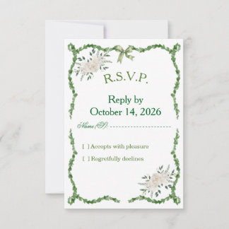 Elegant Emerald Greenery Wedding R.S.V.P RSVP Card