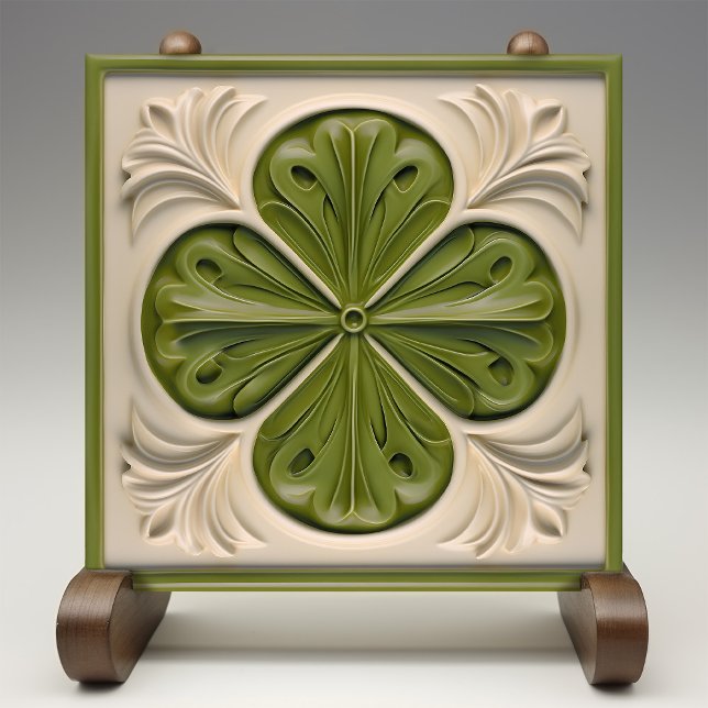 Elegant Emerald Ivory Fleur-de-Lis Ceramic Tile (Creator Uploaded)