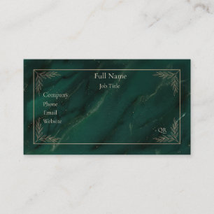 Elegant Emerald Marble Gold Botanical Business Card
