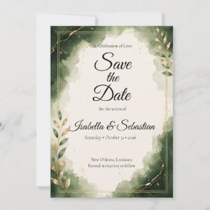 Elegant Emerald Minimalist Luxury Wedding Save The Date