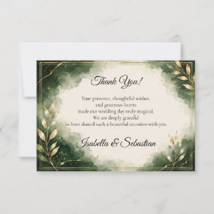 Elegant Emerald Minimalist Luxury Wedding Thank You Card
