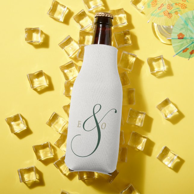 Elegant Emerald Monogram Gold Initials Wedding Bottle Cooler (In Situ Summer)