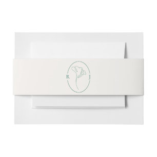 Elegant Emerald Outlined Monogram Wedding Invitation Belly Band