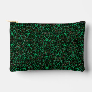 Elegant Emerald & Pearl Abstract Dot Art Pattern Accessory Pouch