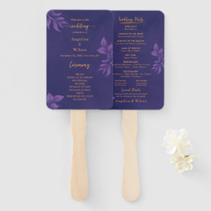 Elegant Emerald Purple Eucalyptus Wedding Program Hand Fan