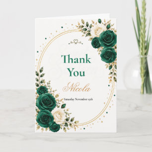 Elegant Emerald Sweet 16 Thank You Card