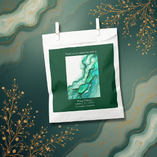 Elegant Emerald Teal Marble Watercolor Wedding Favour Bag