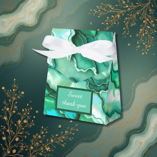 Elegant Emerald Teal Marble Watercolor Wedding Favour Box