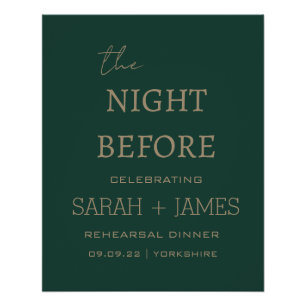 Elegant Emerald the Night Before Rehearsal Dinner Poster