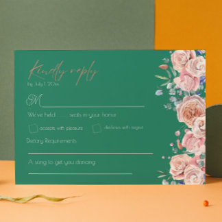Elegant Emerald Wildflower Wedding Enclosure Card