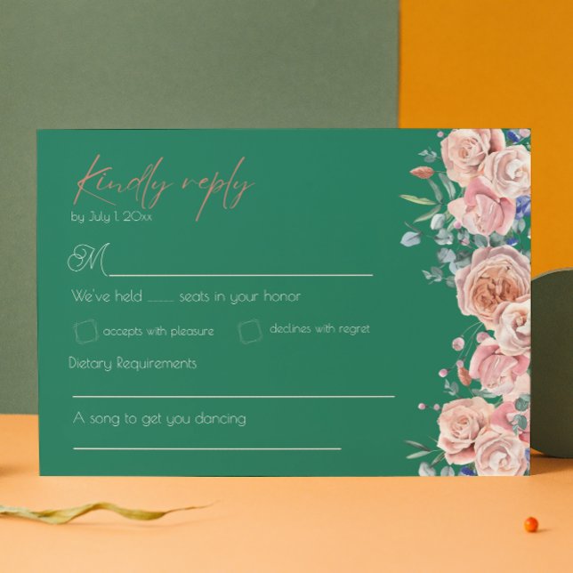 Elegant Emerald Wildflower Wedding Enclosure Card (Creator Uploaded)