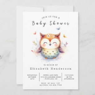 Elegant Enchanted Owl Baby Shower Invitation