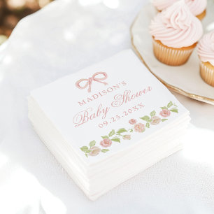 Elegant Enchanted Pink Floral Baby Shower Napkin
