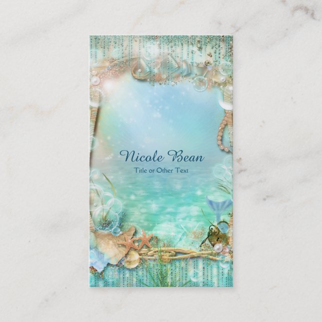 Elegant Enchanted Sea Beach Tropical Business Card (Front)