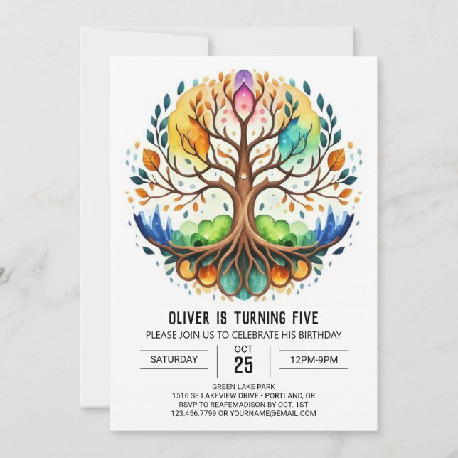 Elegant Enchanted Tree of Life Birthday Invitation (Front)