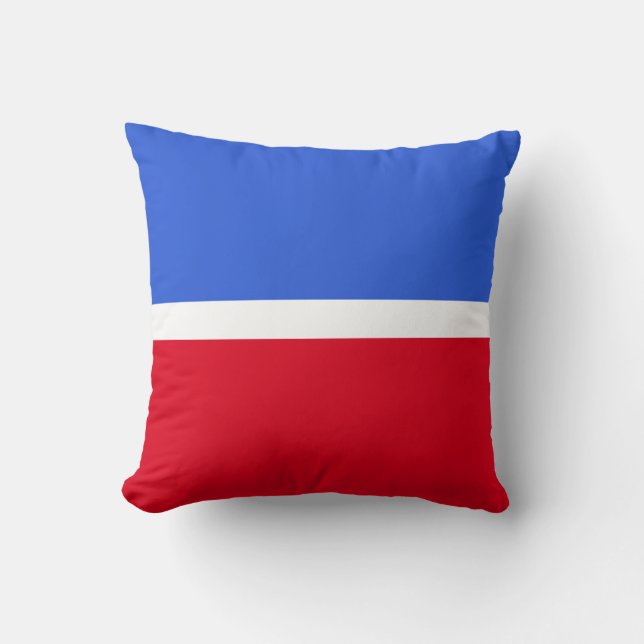 Elegant Enchanting Sapphire Blue, Red & White Cushion (Front)