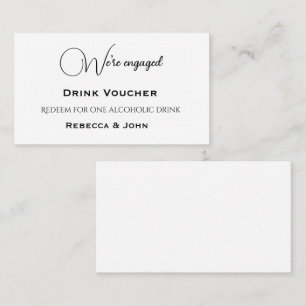 Elegant Engaged Party Drink Voucher Enclosure Card