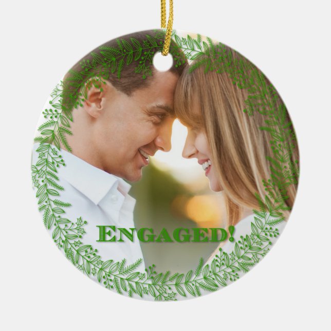 Elegant Engaged Photo Ornament (Front)