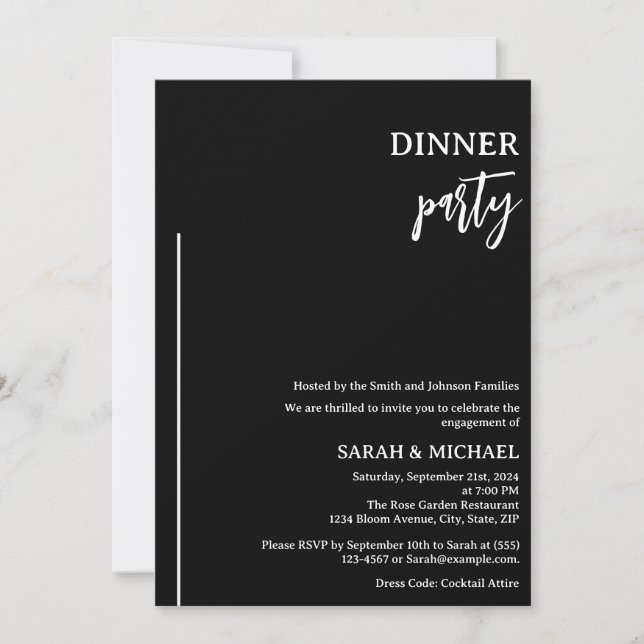 Elegant Engagement Dinner  Invitation (Front)