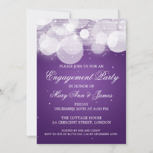 Elegant Engagement Party Glow & Sparkle Purple Invitation