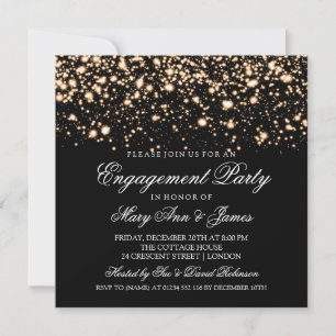 Elegant Engagement Party Gold Midnight Glam Invitation
