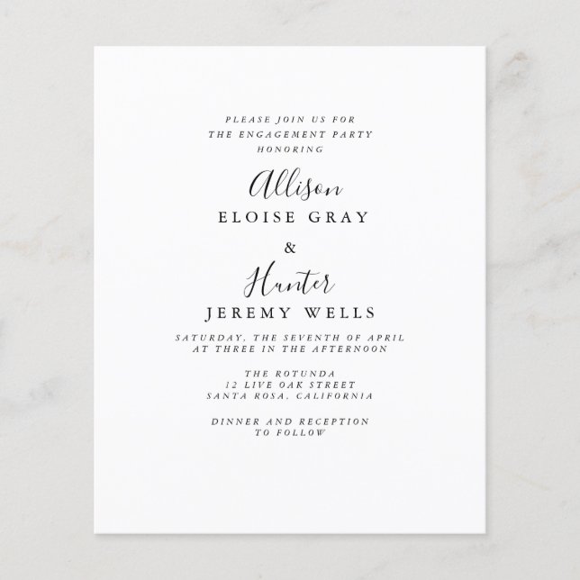 Elegant Engagement Party Invitation  (Front)