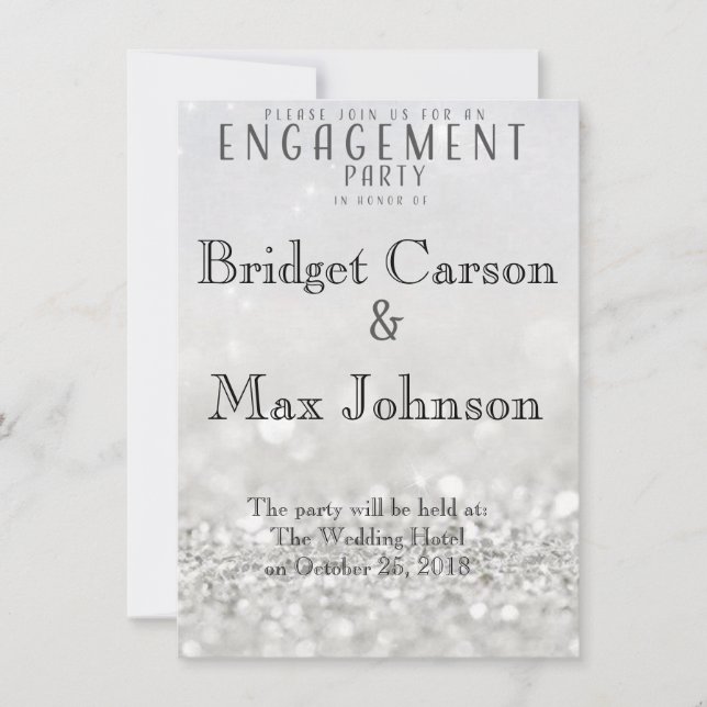 Elegant Engagement Party Invitation//Silver Invitation (Front)