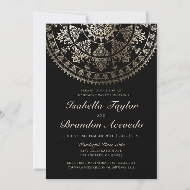 Elegant Engagement Party Invitations Gold Foil (Front)