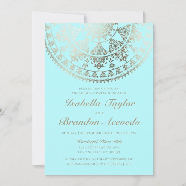 Elegant Engagement Party Invitations Gold Foil (Front)