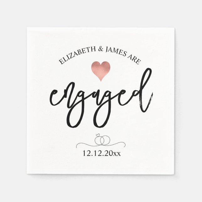 Elegant Engagement Party Script Lettering  Napkin (Front)