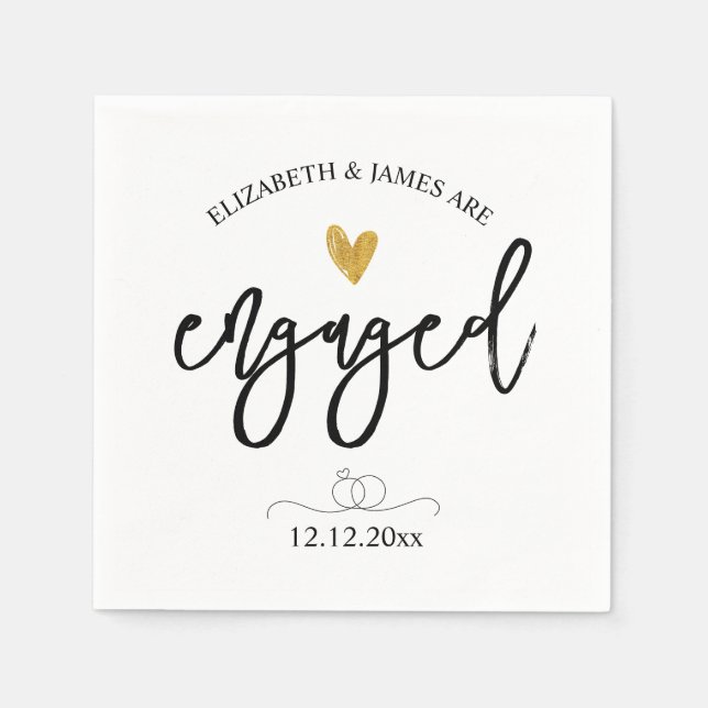 Elegant Engagement Party Script Lettering  Napkin (Front)