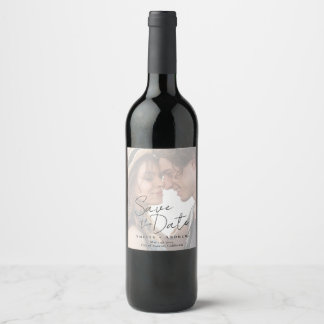 Elegant Engagement Photo Script Wedding  Wine Label