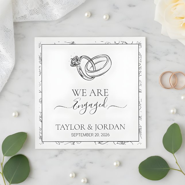 Elegant Engagement Ring We Are Engaged Custom  Napkin (Creator Uploaded)