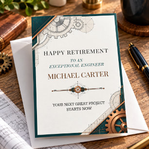 Elegant Engineer Retirement Teal Celebration Card