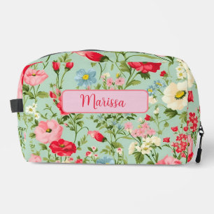 Elegant English Country Wildflower Personalised Dopp Kit