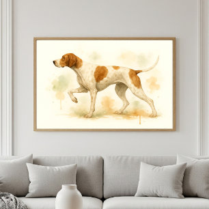 Elegant English Pointer Dog Watercolor Poster