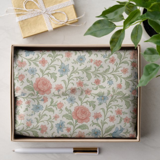 Elegant English Shabby Chic Floral Art Pattern Tissue Paper (Gift)