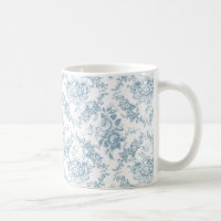 Elegant Engraved Blue and White Floral Toile