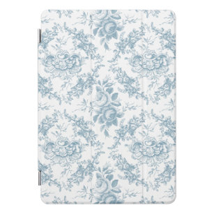 Elegant Engraved Blue and White Floral Toile iPad Pro Cover