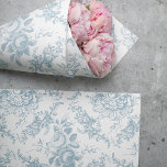 Elegant Engraved Blue and White Floral Toile Tissue Paper<br><div class="desc">Elegant vintage inspired engraved dusty blue floral toile pattern featuring roses,  vines and scrolls on a white background. Seamless pattern can be scaled up or down.</div>