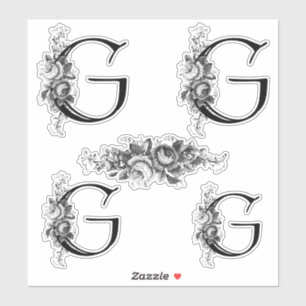 Elegant Engraved Floral Monogram Letter G