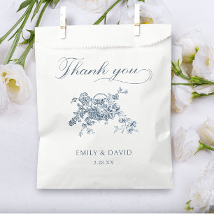 Elegant Engraved French Blue Floral Favour Bag