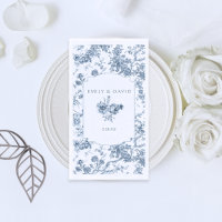Elegant Engraved French Blue Floral Toile