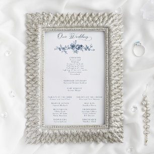 Elegant Engraved French Blue Floral Toile Program
