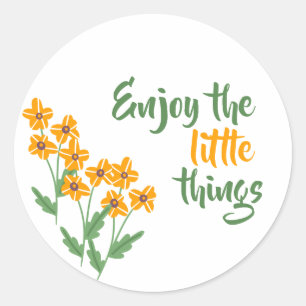 Elegant enjoy the little things motivational classic round sticker