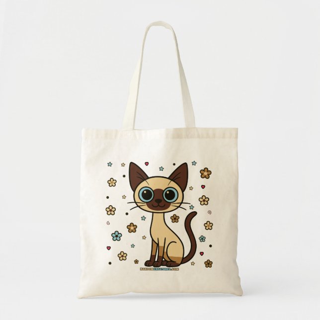 Elegant Enrique Floral Siamese Cat Tote Bag (Front)