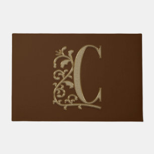 Elegant Entry Monogram C Initial on Brown Doormat