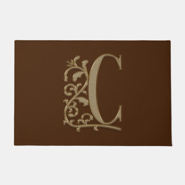 Elegant Entry Monogram C Initial on Brown Doormat (Front)