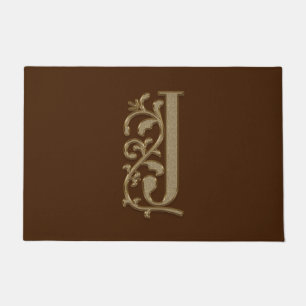 Elegant Entry Monogram J Initial on Brown Doormat