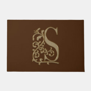 Elegant Entry Monogram S Initial on Brown Doormat
